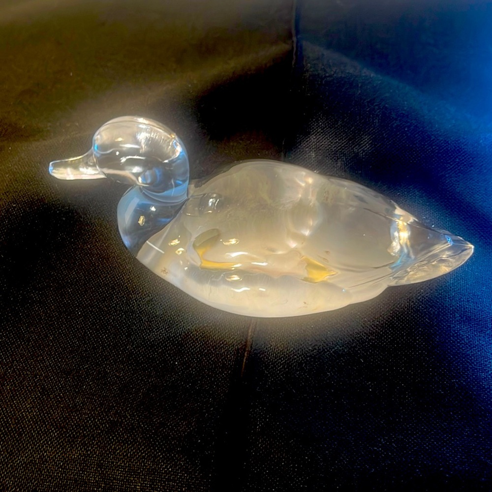 Vintage 1980’s Fenton Wild Duck clear original  glass figurine. Rare find mint